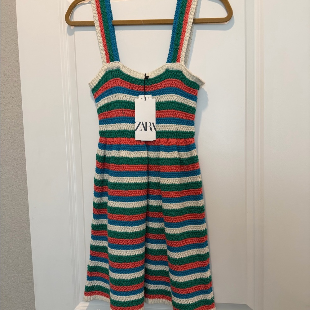 Zara Colorful Striped Knit Dress Medium